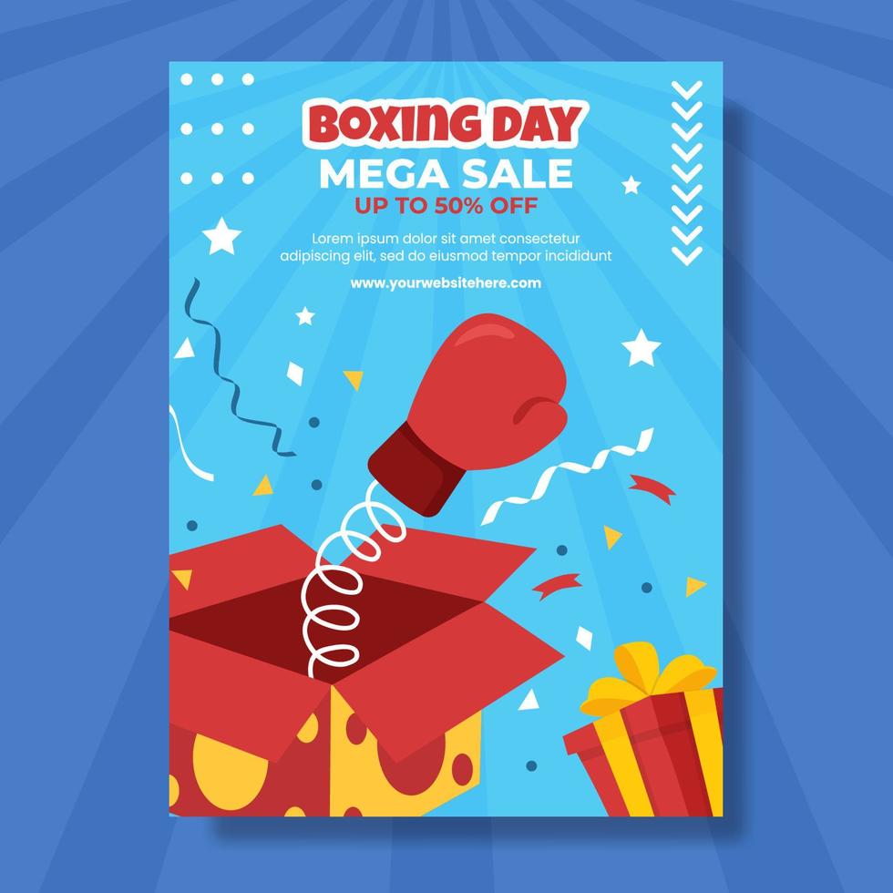 cartel de venta del día del boxeo ilustración de plantillas dibujadas a mano de dibujos animados planos vector
