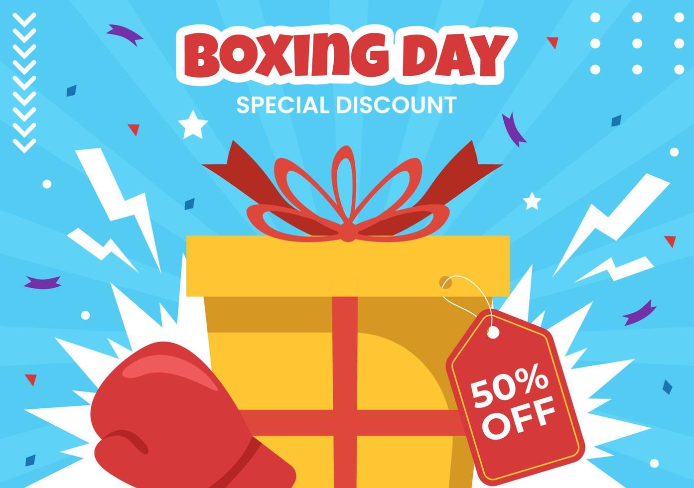 Boxing Day Sale Flat Cartoon Background Hand Drawn Templates Illustration vector