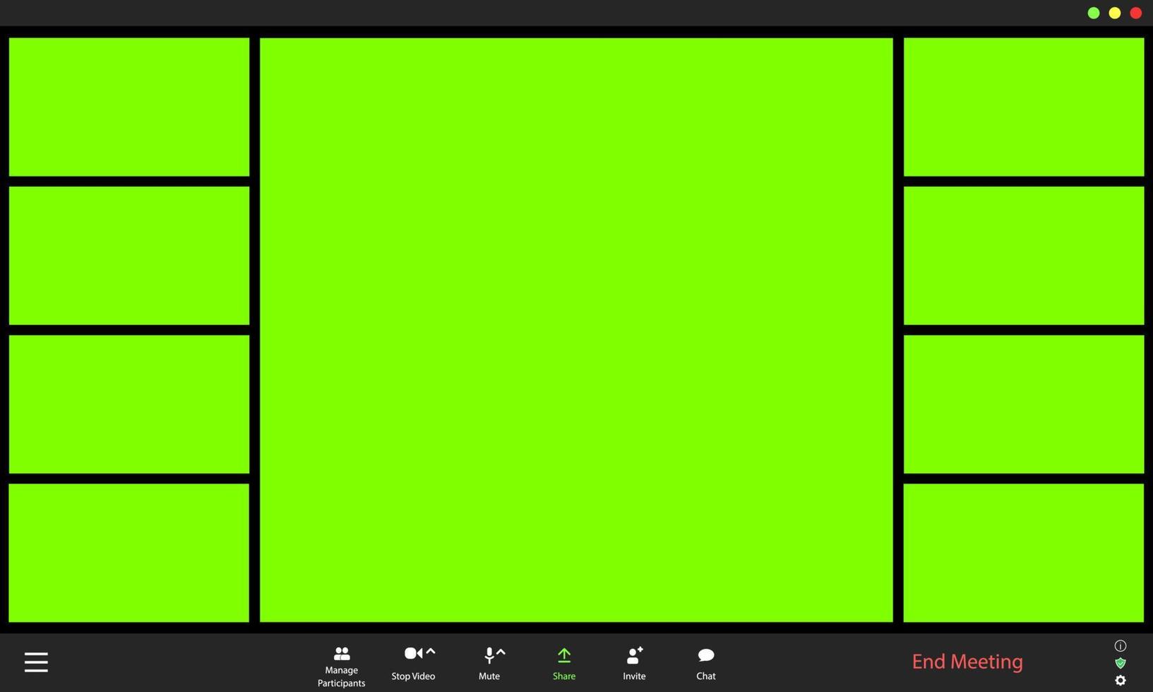 Video call layout. An application window with a place to insert your image or video vector