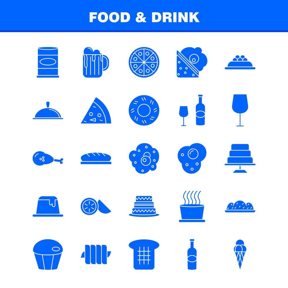 icono de glifo sólido de comida y bebida para impresión web y kit de uxui móvil como kiwi comida comer panadería pan comida pastel media pictograma paquete vector