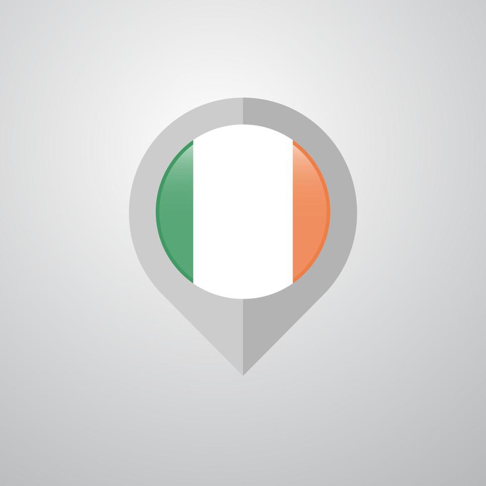 Puntero de navegación de mapa con vector de diseño de bandera de irlanda