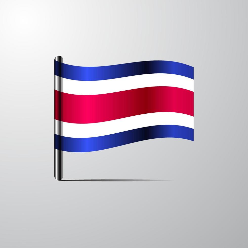 Costa Rica waving Shiny Flag design vector