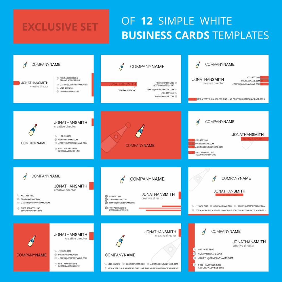 Set of 12 Celebration drink Creative Busienss Card Template Editable Creative logo and Visiting card background vector