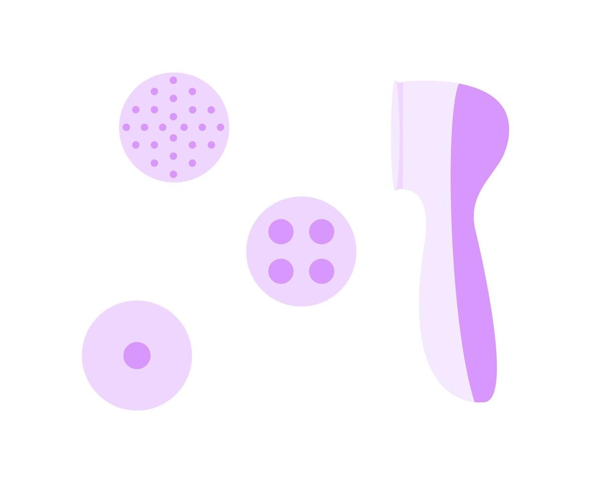 Beautiful tool for massage with a set of different attachments vector