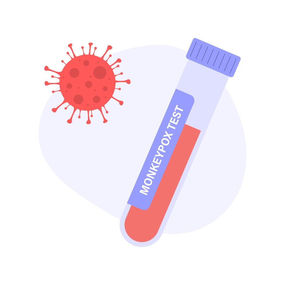 Monkeypox virus test. Flask with blood vector