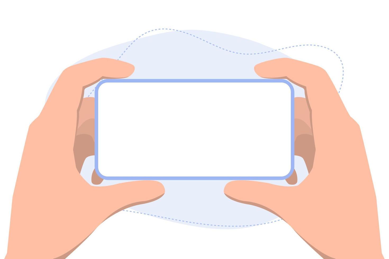 UI of a frameless phone that is held in the hands vector