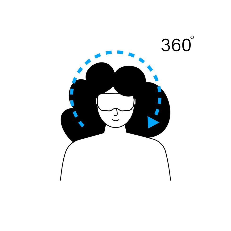 Metaverse lline icon with girl in VR glasses, Virtual reality, Futuristic Cyber vector