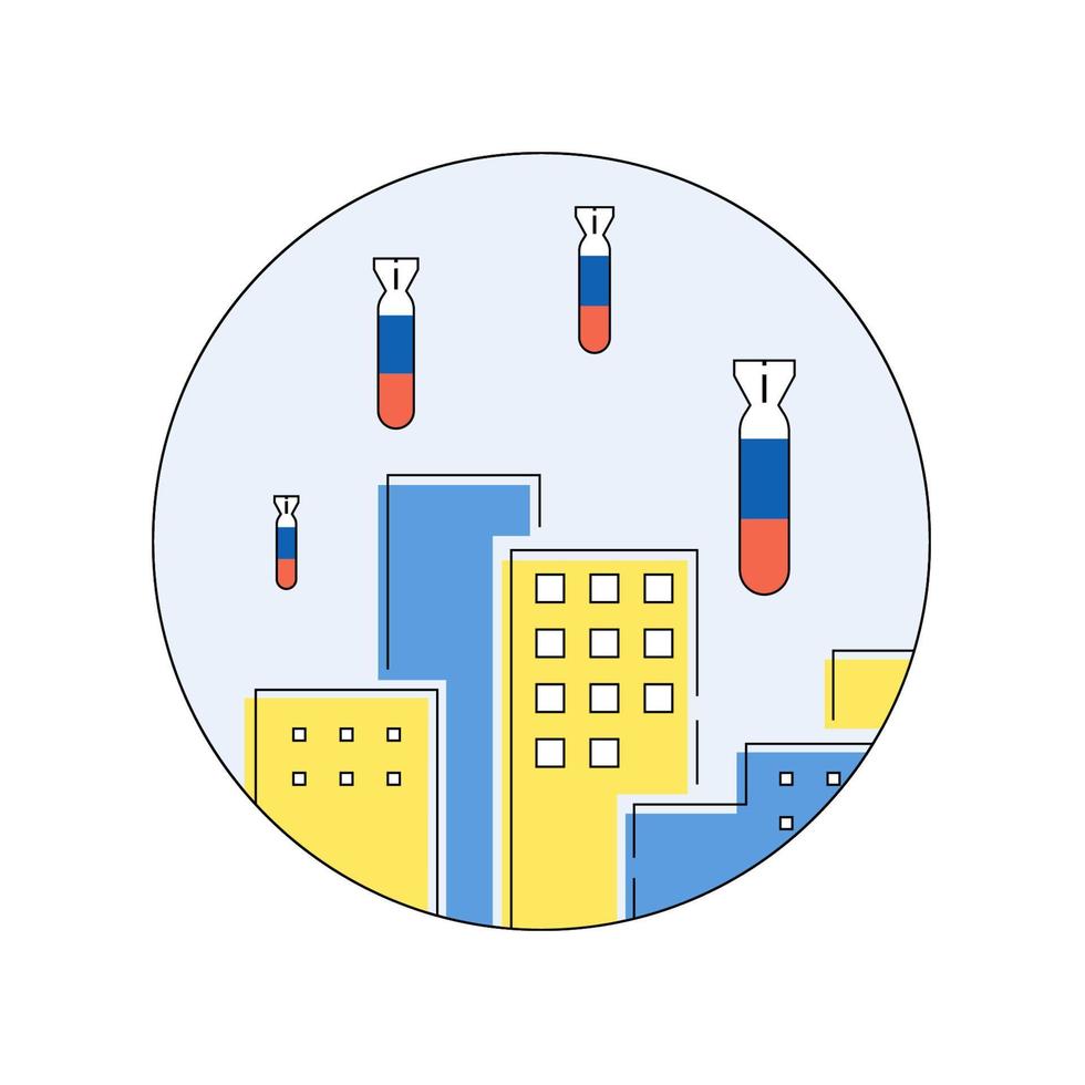 conflicto ucraniano-ruso. los cohetes caen sobre la ciudad vector