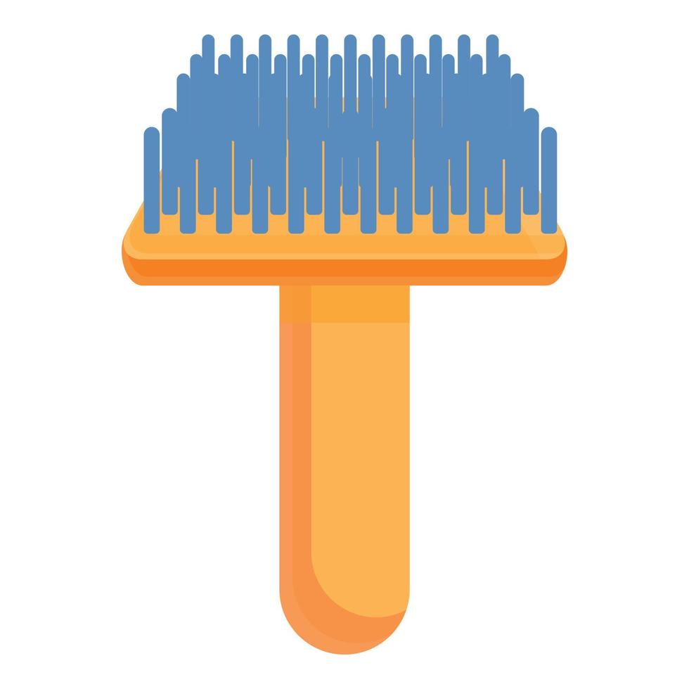 Groomer pet steel brush icon, cartoon style vector