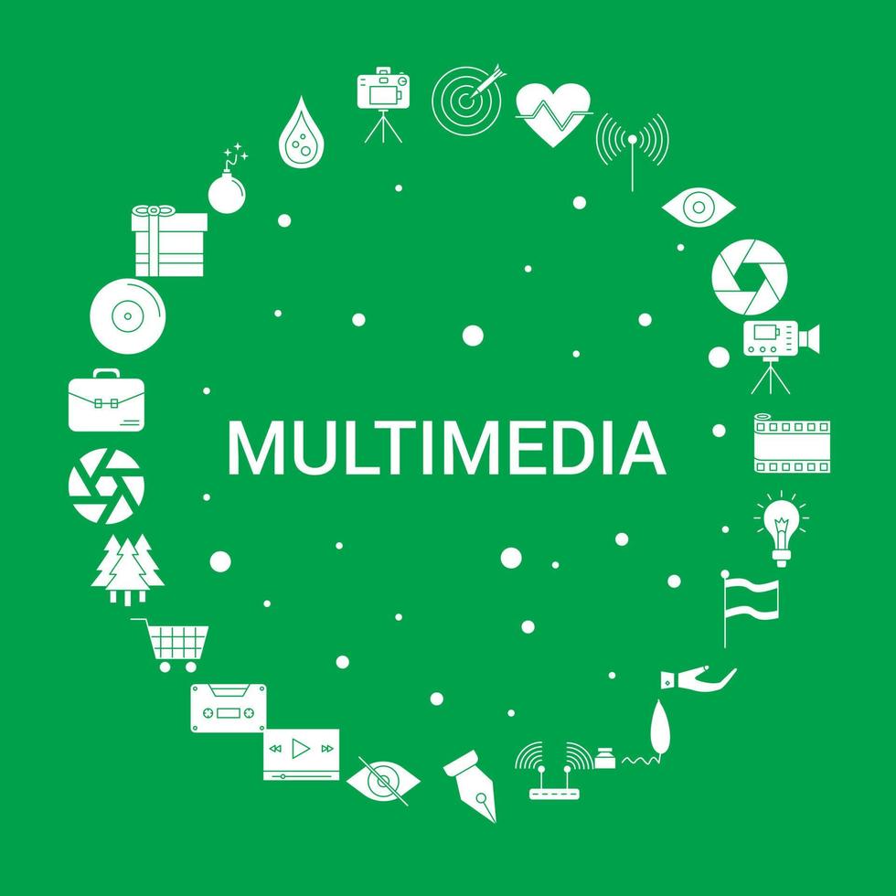 Multimedia Icon Set Infographic Vector Template
