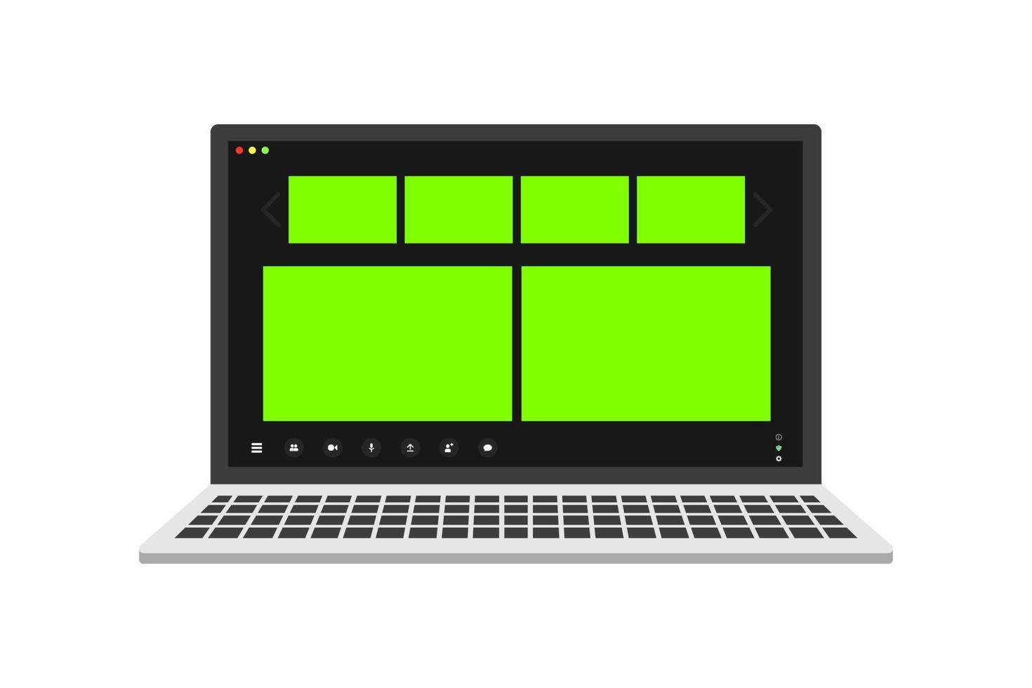 Video conference user interface on laptop. Video call window overlay. Chromakey windows vector