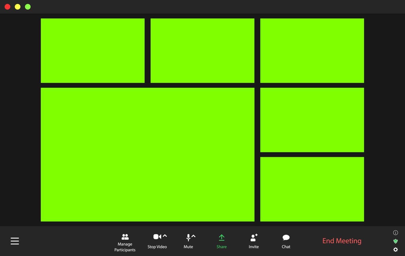 Video conference user interface. Video call window overlay vector