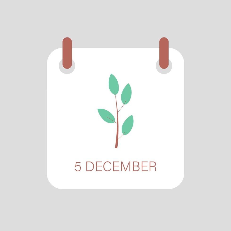 International World Soil Day. Calendar image with youg plant vector