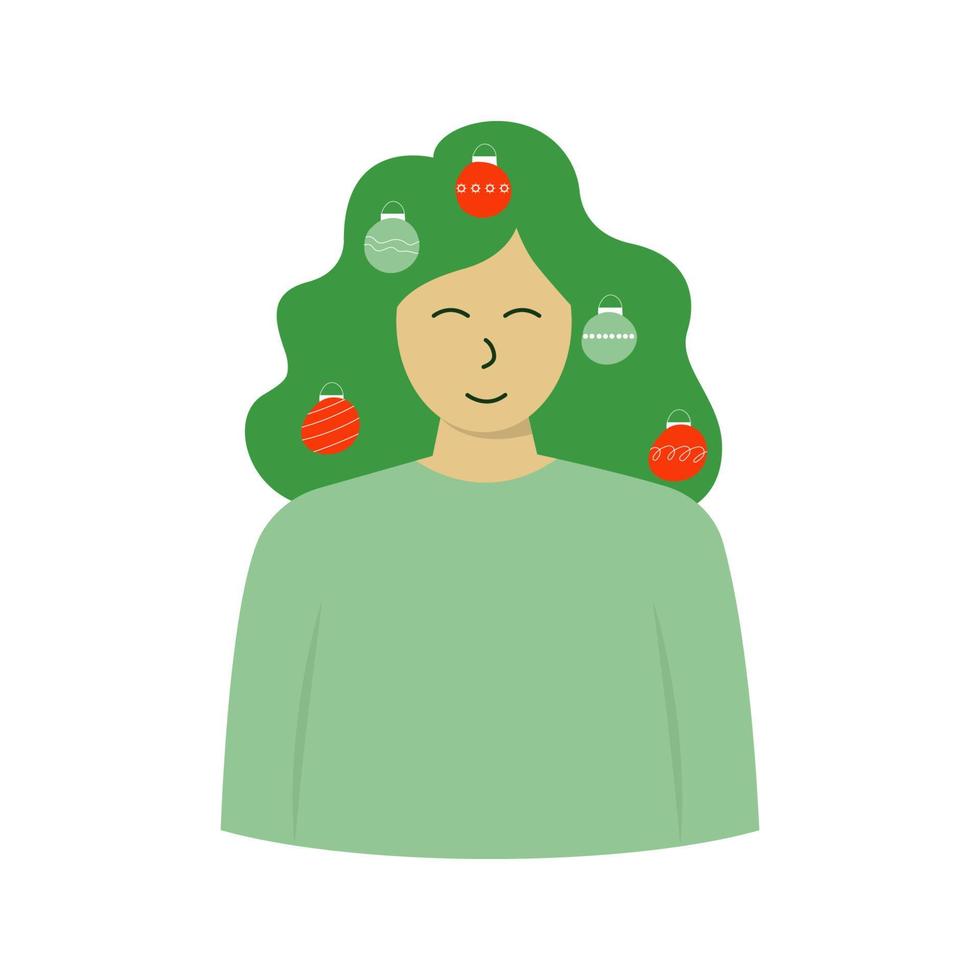 Beautiful girl with Christmas decorations in her hair vector