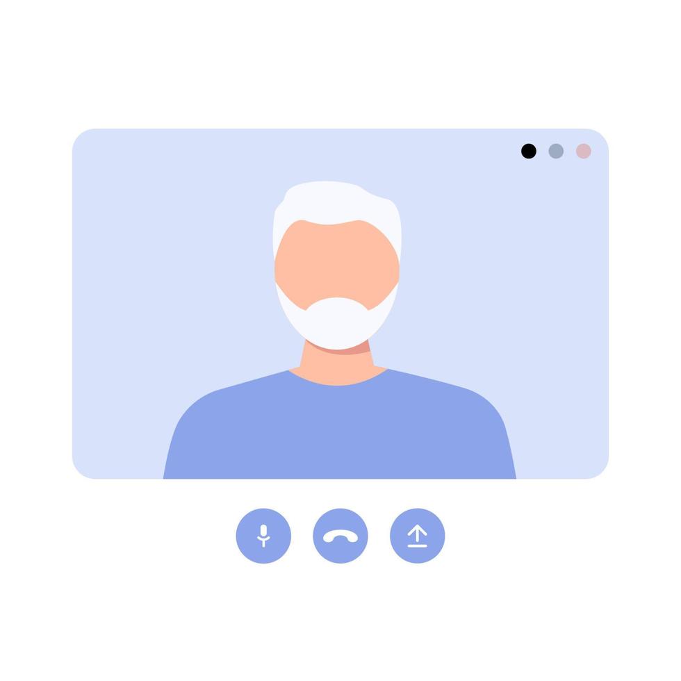 Elderly grandfather is talking on a video call vector