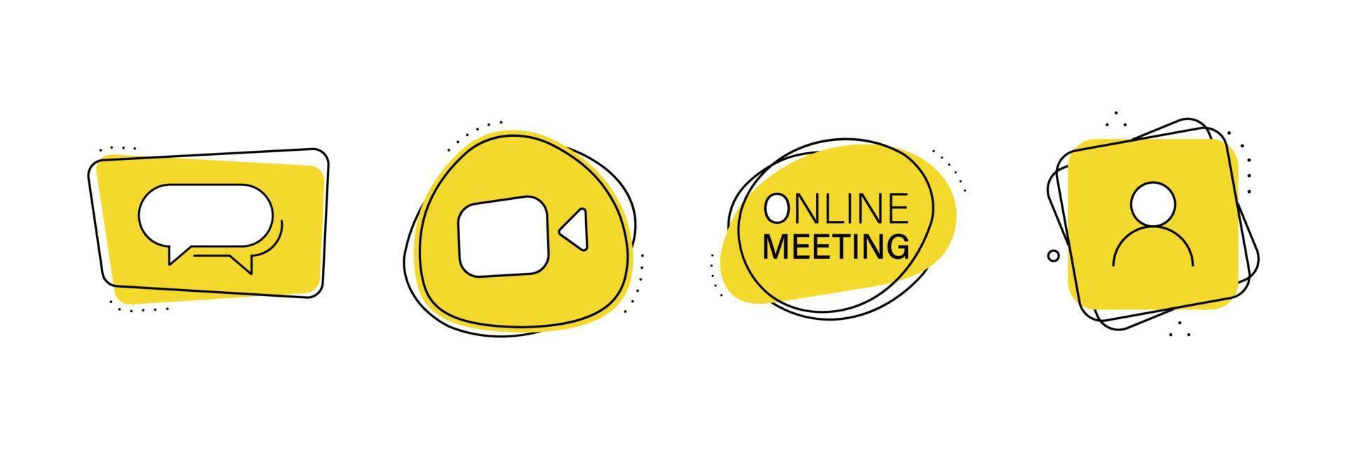 Online Meeting Label Set. Video Call Concept vector