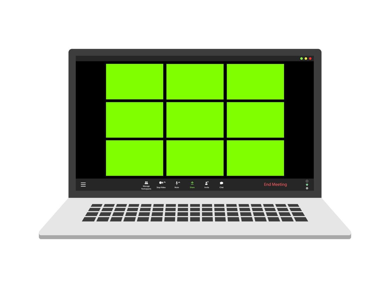 Video call layout. An application window with a place to insert your image or video vector