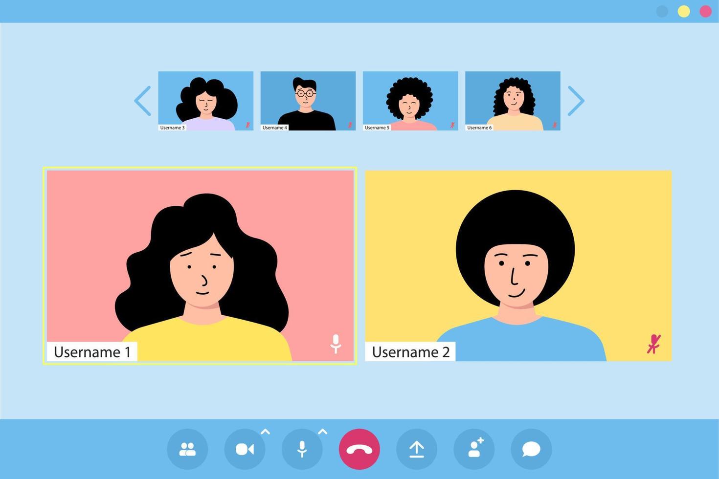 Group of people communicate together via video call vector