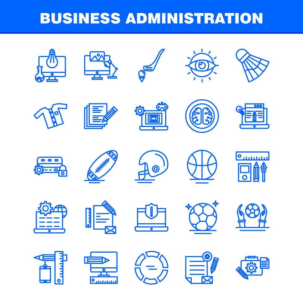 Business Administration Line Icons Set For Infographics Mobile UXUI Kit And Print Design Include Pencil Smartphone Scale Vector Helmet Protection Sports Games Collection Modern Infographic