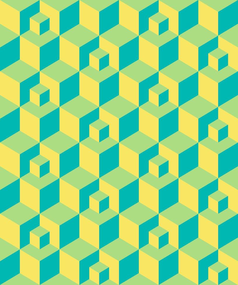 Background Geometric Pattern Cube Shape Yellow Green Blue vector