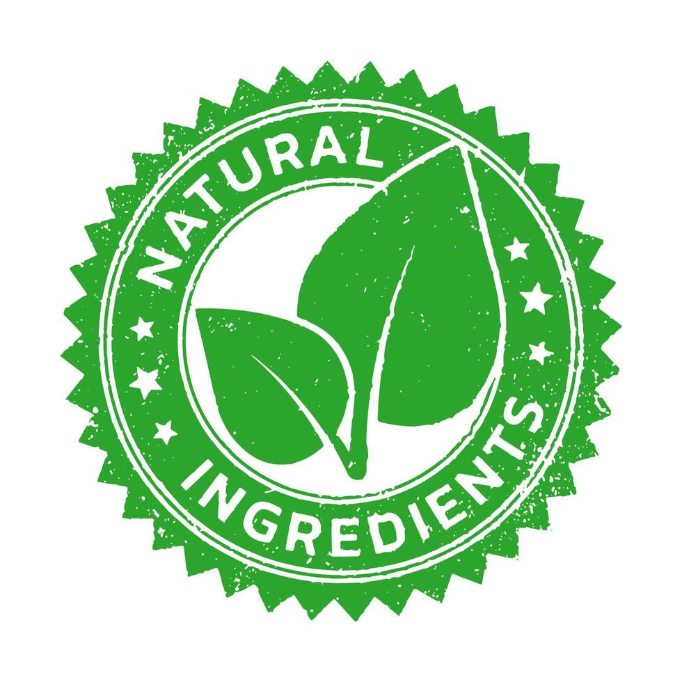 Green Natural Ingredients Rubber Stamp Badge vector