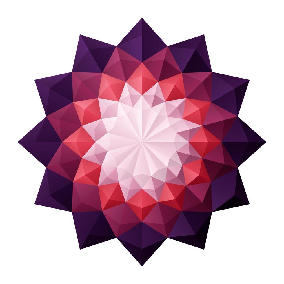 patrón de flor de origami rojo púrpura mandala forma geométrica 3d vector