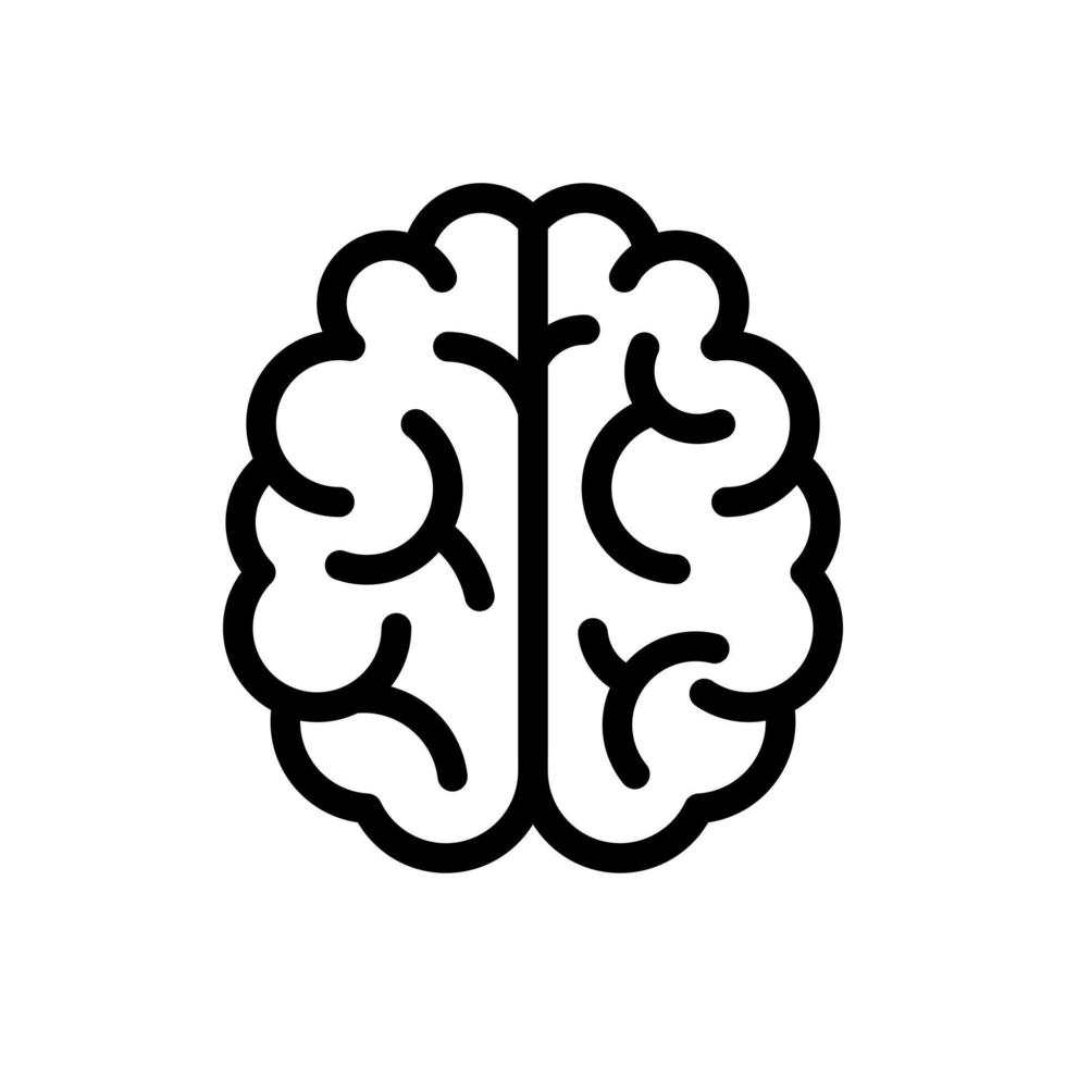 Brain Icon Black And White Line vector