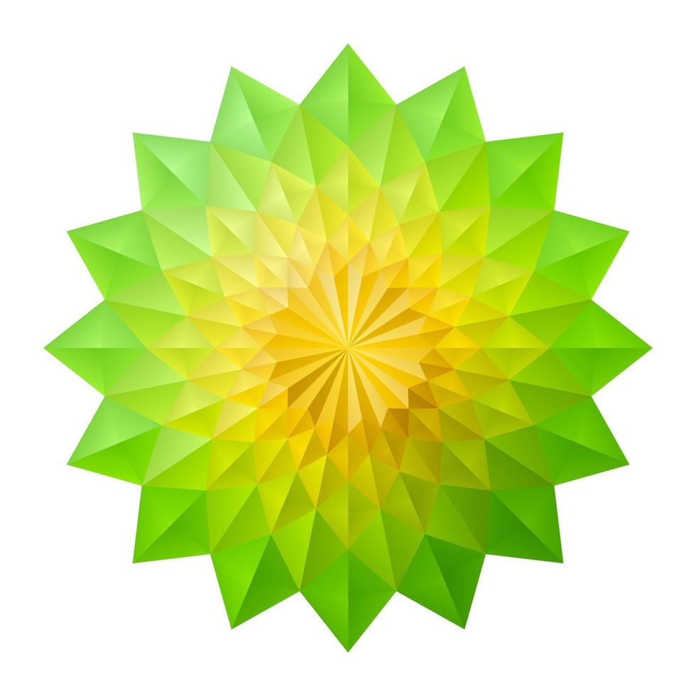 Green And Yellow 3D Geometric Flowers Mandala Origami Style vector
