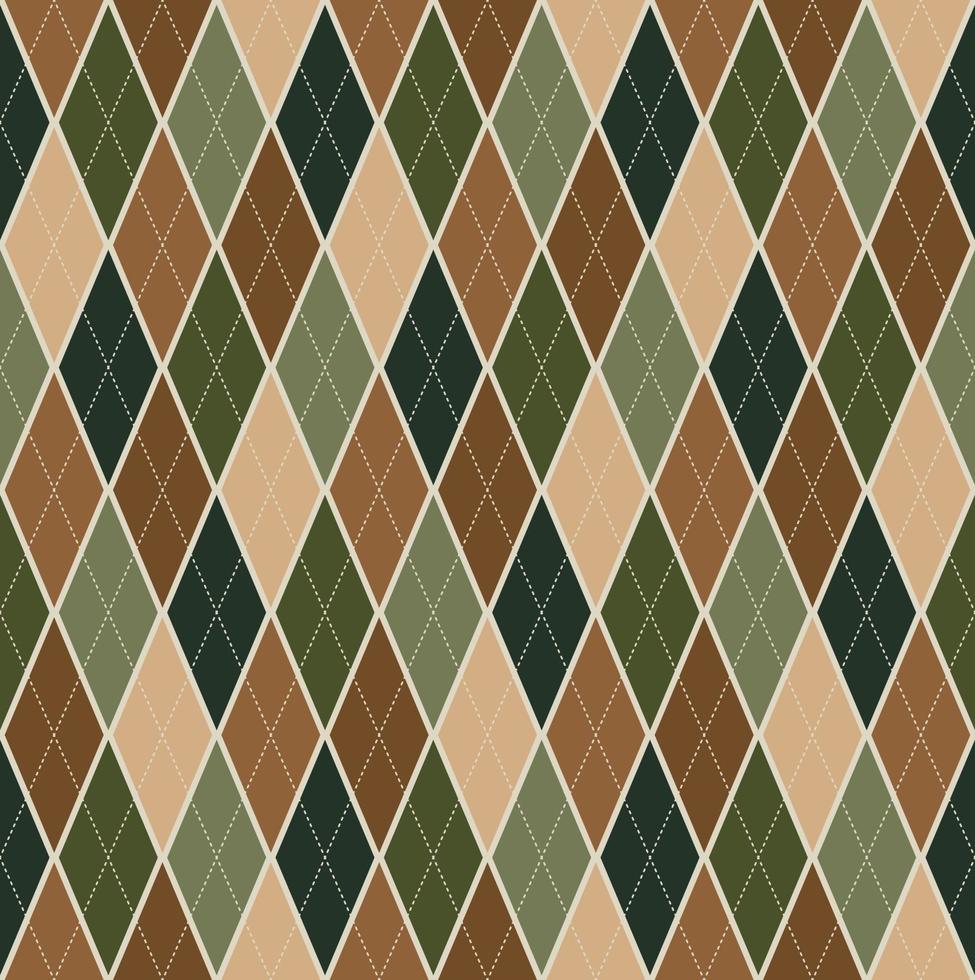 Seamless Background Argyle Pattern Green Brown Plaid vector