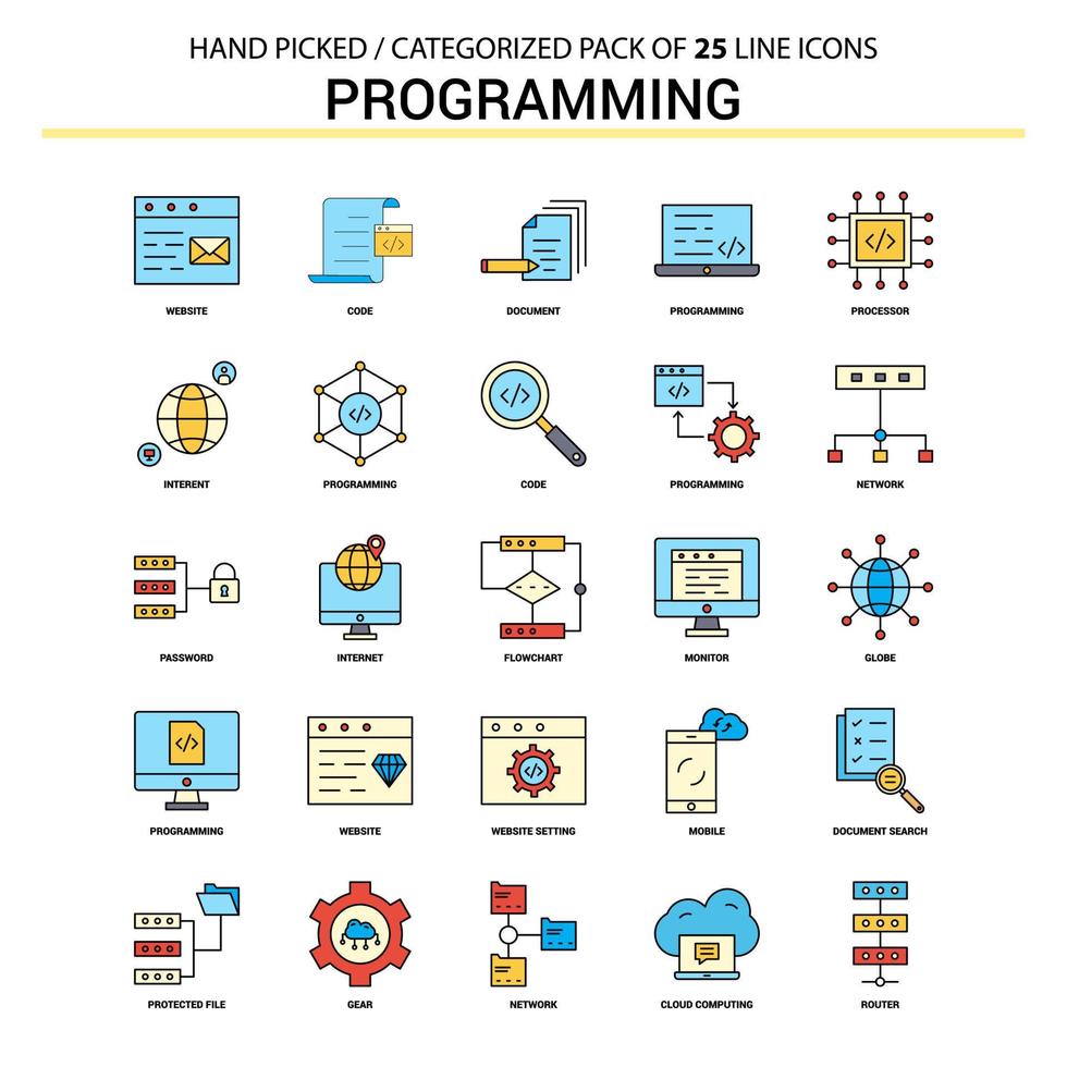 Programming Flat Line Icon Set Business Concept Icons Design vector