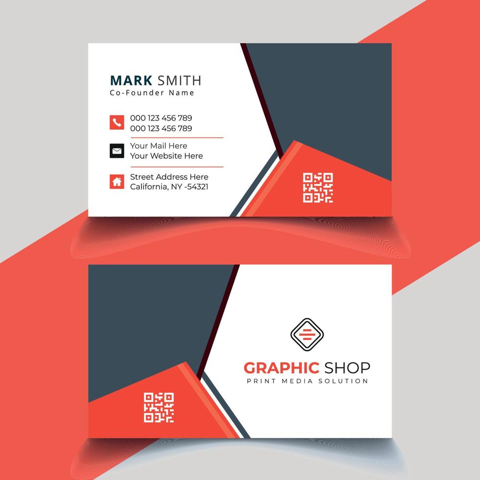 Professional elegant red and white modern business card design vector