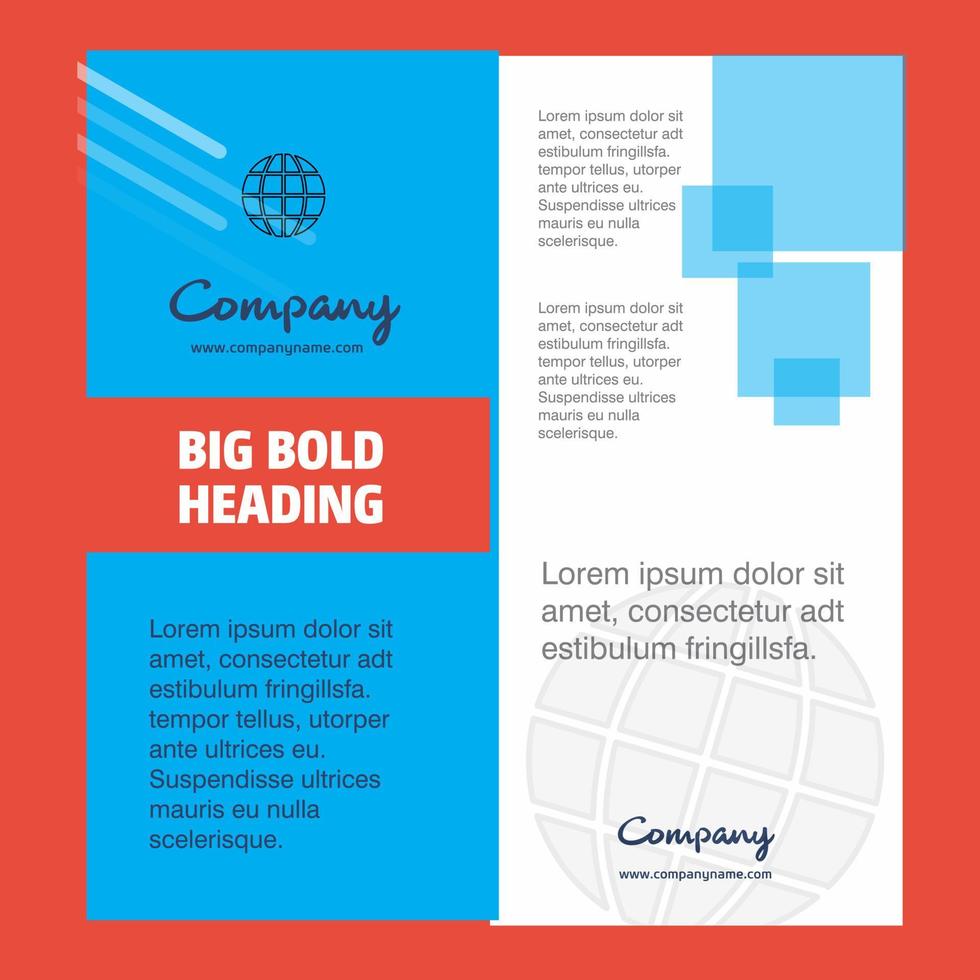 Globe Company Brochure Title Page Design Company profile annual report presentations leaflet Vector Background