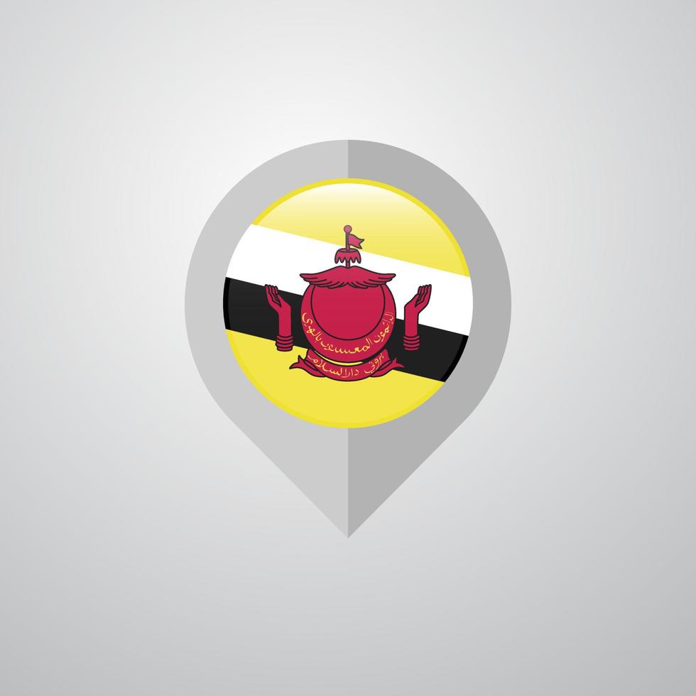 Map Navigation pointer with Brunei flag design vector