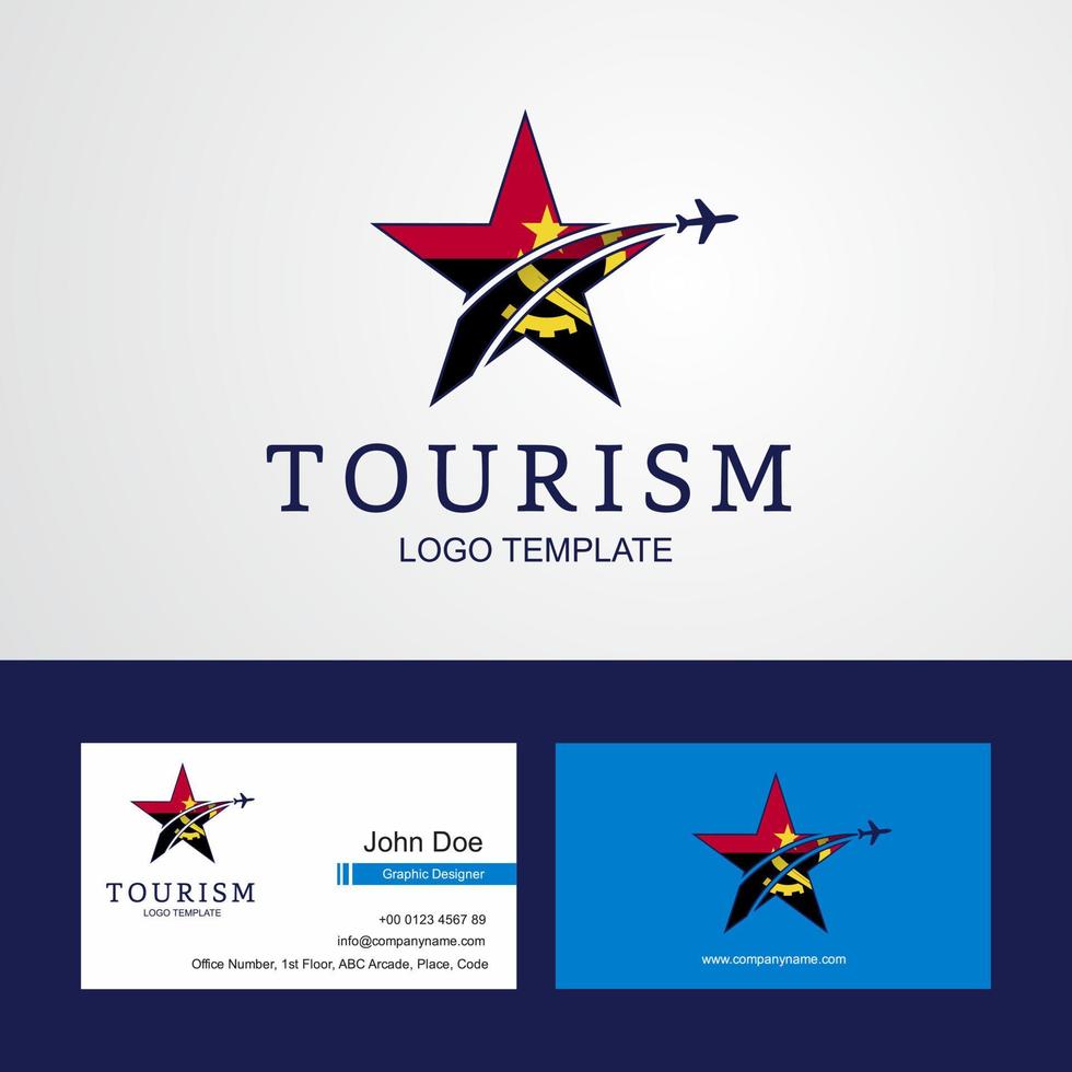 Travel Angola flag Creative Star Logo and Business card design vector