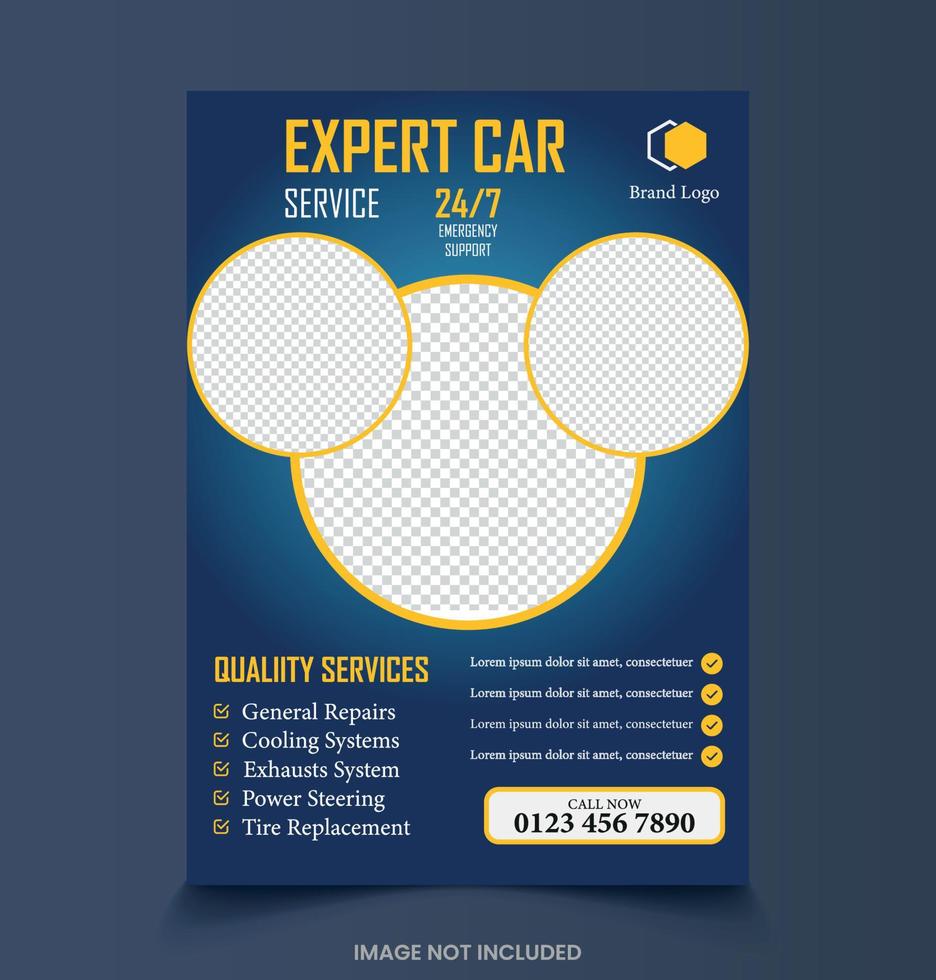 Mechanic shop template flyer design vector