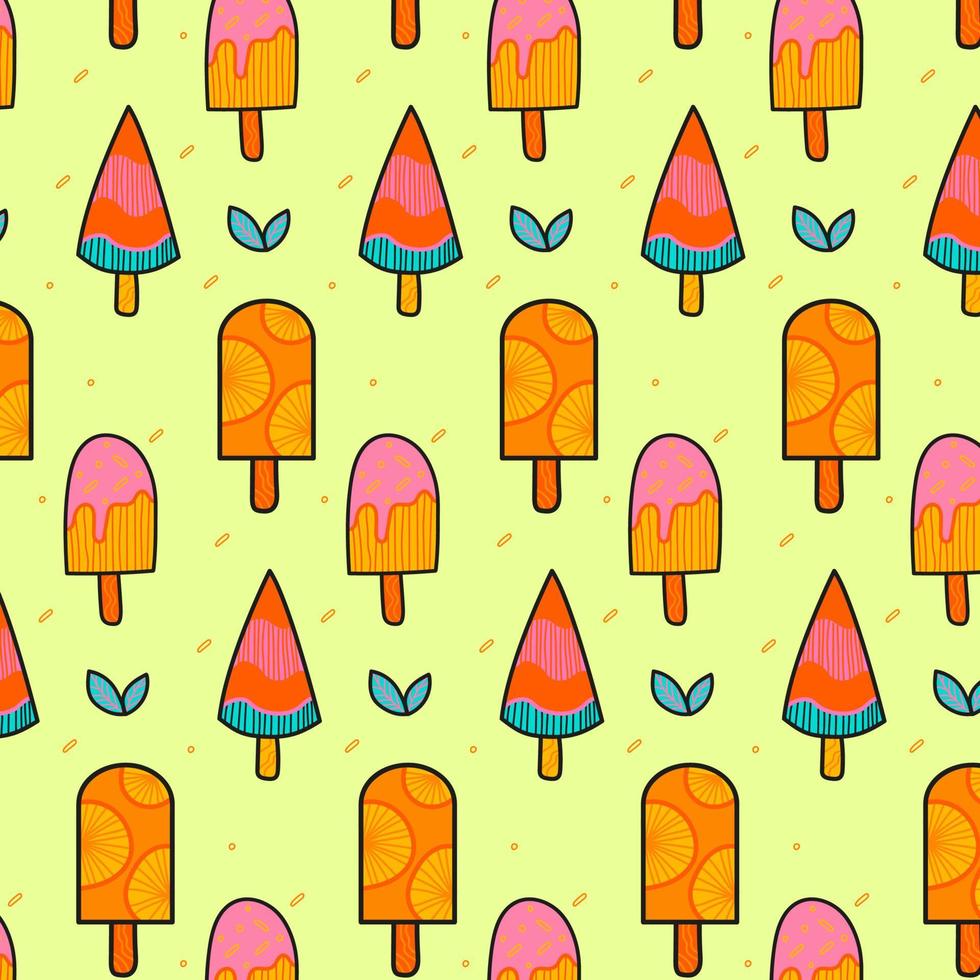 pattern bright ice cream   isolated on YELLOW background. vector