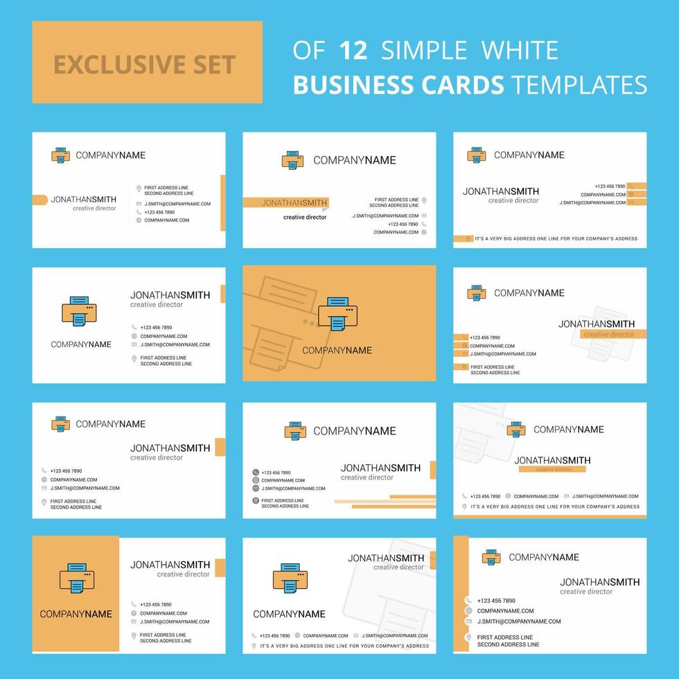 conjunto de 12 plantillas de tarjetas de negocios creativas de impresora logotipo creativo editable y fondo de tarjeta de visita vector