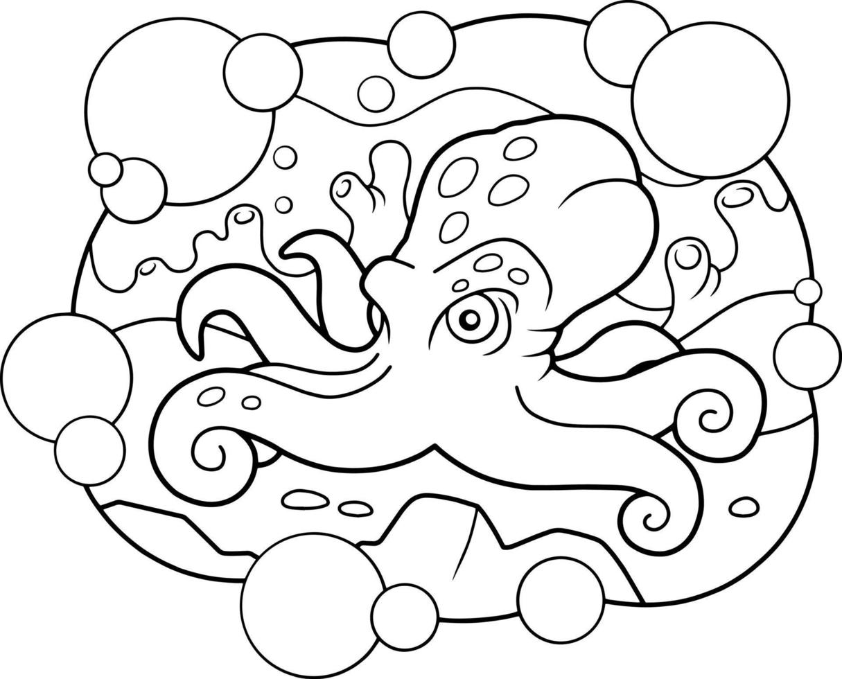 cartoon funny octopus vector