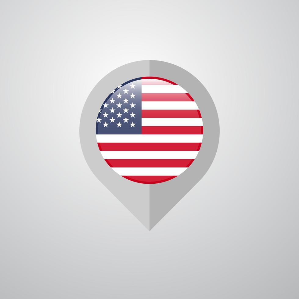 puntero de navegación del mapa con el vector de diseño de la bandera de los estados unidos de américa