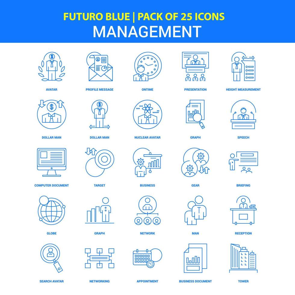 Management Icons Futuro Blue 25 Icon pack vector