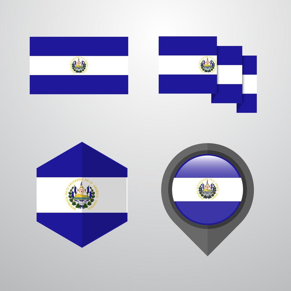 El Salvador flag design set vector