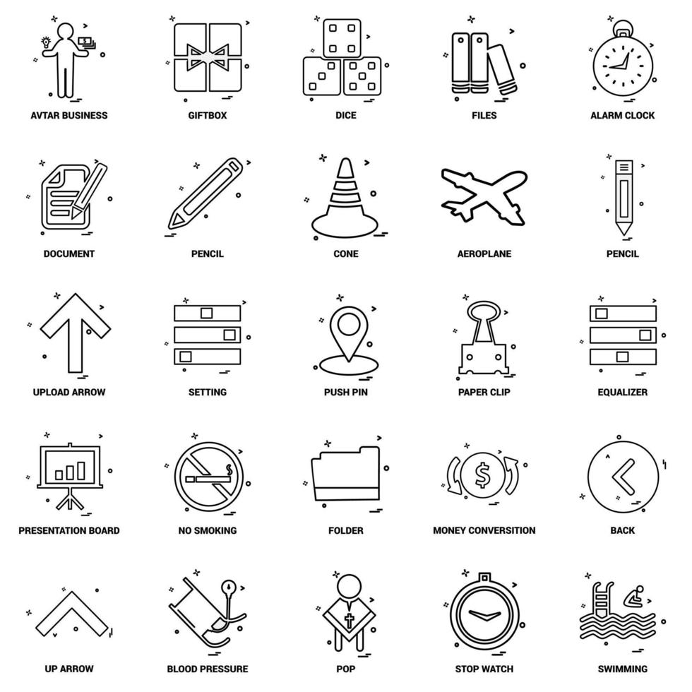 25 Business Concept Mix Line Icon set vector