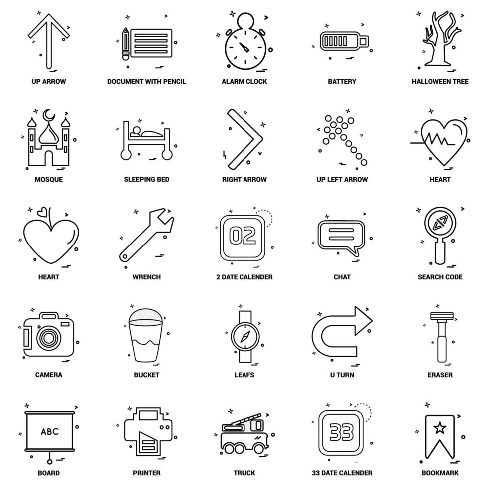 25 Business Concept Mix Line Icon set vector