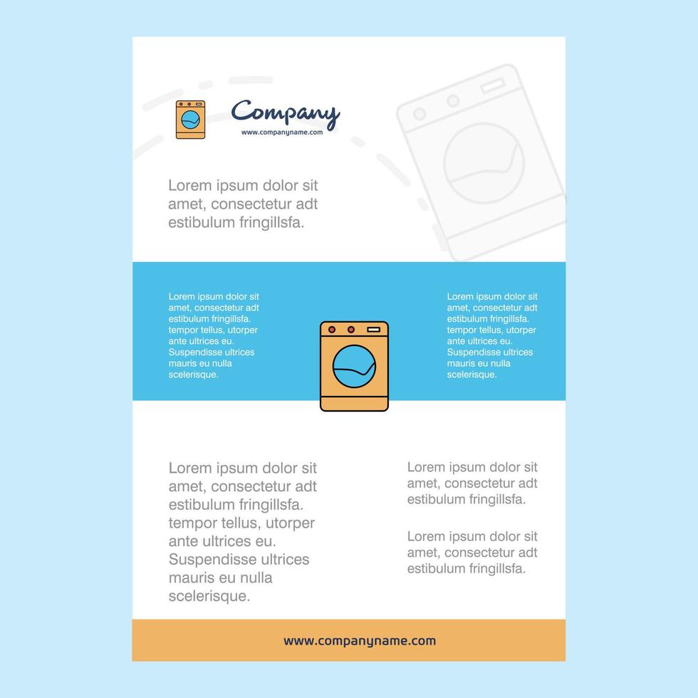 Template layout for Washing machine comany profile annual report presentations leaflet Brochure Vector Background