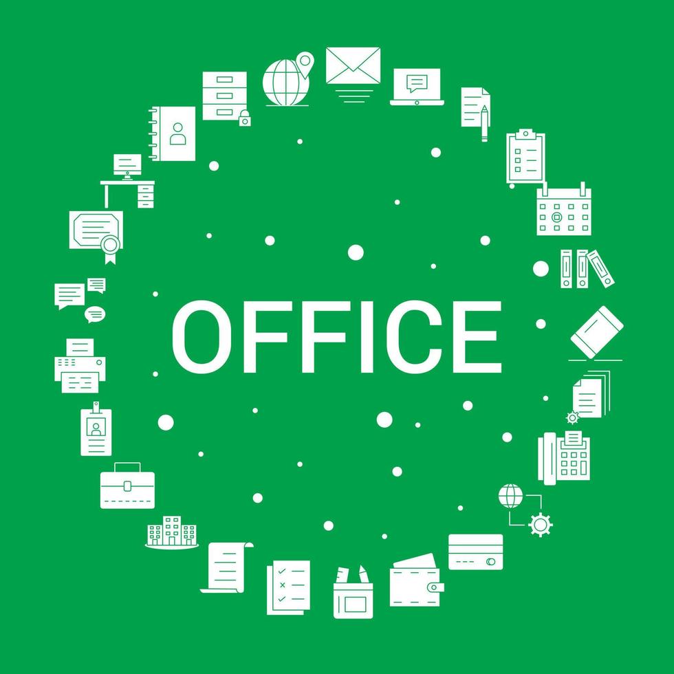 Office Icon Set Infographic Vector Template