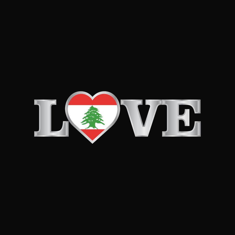 Love typography with Lebanon flag design vector