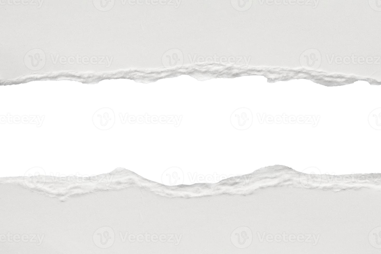 White ripped paper torn edges strips isolated on white background photo