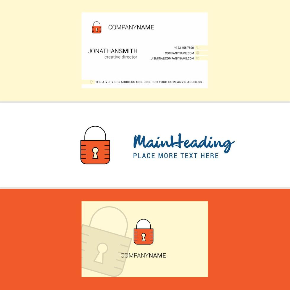 Beautiful Locked Logo and business card vertical Design Vector