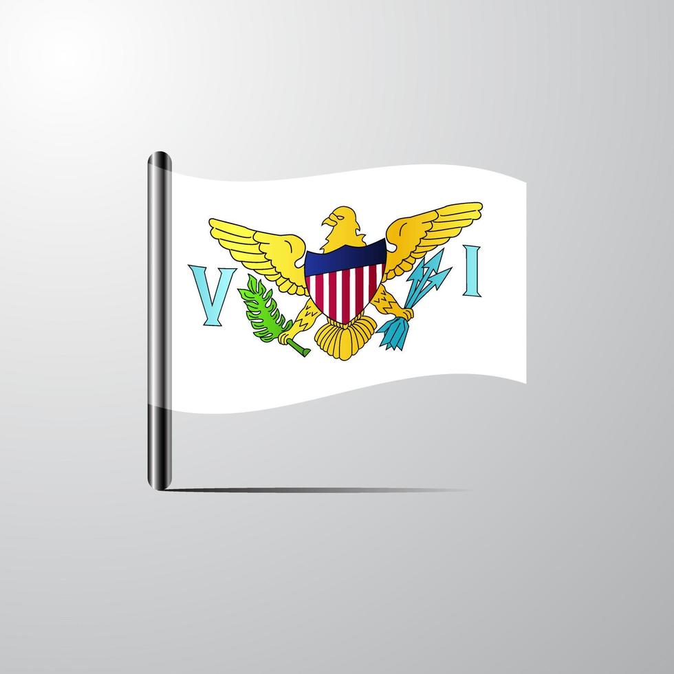 Virgin Islands US waving Shiny Flag design vector