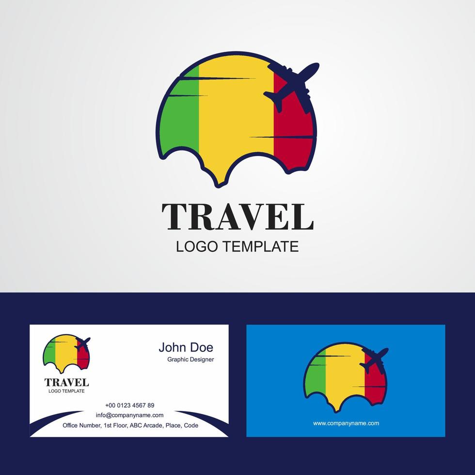 logo de la bandera de mali de viaje y diseño de tarjeta de visita vector